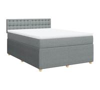 QJBSAVVA Lit Sommier 140x190 cm avec Matelas Ressorts et Surmatelas | Ensemble lit complet pour chambre à coucher avec cadre en pin solide et revêtement en tissu gris clair.