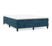 QJBSAVVA Lit Sommier 140x190 cm Velours Bleu Foncé avec Matelas | Ensemble complet pour chambre avec cadre en contreplaqué, matelas à ressorts ensachés et surmatelas en mousse.