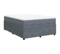 QJBSAVVA Lit Sommier 140x200 cm avec Matelas et Surmatelas Gris Foncé | Ensemble lit complet pour chambre à coucher avec sommier en velours doux, matelas ergonomique et surmatelas lavable.