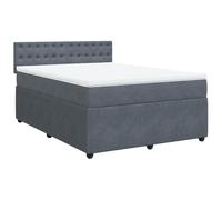 QJBSAVVA Lit Sommier 140x200 cm Velours avec Matelas et Surmatelas Gris
