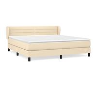QJBSAVVA Lit Sommier 160x200 cm avec Matelas et Surmatelas en Tissu Crème