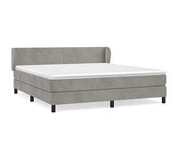 QJBSAVVA Lit Sommier 160x200 cm avec Matelas et Surmatelas Gris Clair | Ensemble lit complet pour chambre avec tête de lit réglable, sommier robuste et matelas ressorts ensachés.