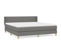 QJBSAVVA Lit Sommier 160x200 cm Gris Foncé avec Matelas et Surmatelas | Ensemble complet de literie pour chambre avec tête de lit réglable, matelas à ressorts et surmatelas.