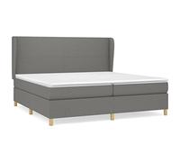 QJBSAVVA Lit Sommier 200x200 avec Matelas et Surmatelas Gris Foncé