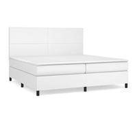 QJBSAVVA Lit Sommier 200x200 avec Matelas Ressorts et Surmatelas Blanc | Ensemble de lit complet avec sommier, tête de lit réglable et matelas pour optimiser le confort de votre chambre.