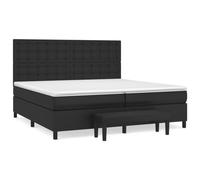 QJBSAVVA Lit Sommier 200x200 cm Similicuir Noir avec Matelas et Banc