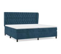 QJBSAVVA Lit Sommier 200x200 Velours Bleu Foncé avec Matelas et Topper