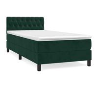 QJBSAVVA Lit Sommier 90x190 Velours Vert Foncé avec Matelas Ressorts
