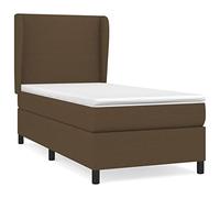 QJBSAVVA Lit Sommier 90x200 cm avec Matelas et Surmatelas Marron Foncé | Ensemble de lit complet pour votre chambre à coucher, avec tête de lit capitonnée et matelas ergonomique.