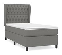 QJBSAVVA Lit Sommier avec Matelas et Surmatelas Gris Foncé 90x190 cm | Lit complet avec tête de lit réglable et matelas à ressorts pour un confort optimal dans votre chambre à coucher.