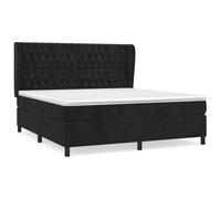 QJBSAVVA Lit Sommier avec Matelas et Surmatelas Velours Noir 160x200 cm | Ce lit complet rembourré en velours apporte un confort optimal et une touche moderne à votre chambre à coucher.
