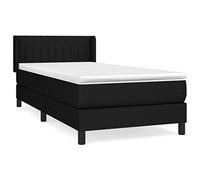 QJBSAVVA Lit Sommier avec Matelas Ressorts et Surmatelas Noir 80x200 cm | Ensemble de literie complet pour adulte avec tête de lit réglable, idéal pour optimiser le confort de votre chambre.