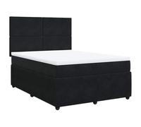 QJBSAVVA Lit Sommier avec Matelas Surmatelas Velours Noir 160x200 cm | Ensemble lit complet avec matelas à ressorts et surmatelas lavable pour un confort personnalisé dans votre chambre.