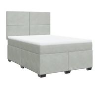 QJBSAVVA Lit Sommier Complet 160x200 Velours Gris Clair avec Matelas