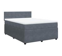 QJBSAVVA Lit Sommier Complet 160x200 Velours Gris Foncé avec Matelas | Ensemble de lit complet pour chambre à coucher avec surmatelas lavable et ressorts ensachés ergonomiques.