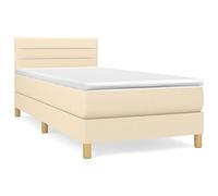 QJBSAVVA Lit Sommier Complet avec Matelas et Surmatelas Crème 80x200 cm | Ensemble de lit complet pour chambre avec tête de lit réglable, matelas ergonomique et surmatelas doux.