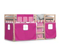 QJBSAVVA Lit Superposé 90x190 cm en Pin Massif avec Rideaux Roses