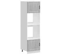 QJBSAVVA Lot de 2 Armoires de Four Kalmar Meuble de Cuisine Colonne pour Micro-Ondes et Four Encastrable en Bois d'Ingénierie Gris Sonoma 60 x 57 x 207 cm