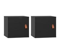 QJBSAVVA Lot de 2 Armoires Murales en Bois de Pin Massif Noir, Meuble de Rangement Suspendu 31,5x30x30 cm, Cube de Rangement Mural pour Salon et Entrée, Design Rustique et Gain de Place