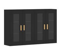 QJBSAVVA Lot de 2 armoires murales noires avec portes en verre - 69,5 x 34 x 90 cm - Vitrine en bois - Pour salon, couloir et cuisine - Montage mural - Design moderne
