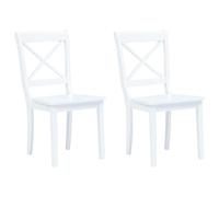QJBSAVVA Lot de 2 Chaises de Salle à Manger en Bois d'Hévéa Massif, Chaises de Cuisine Blanches au Design Ergonomique pour Salon et Séjour, Dimensions 45,5 x 52 x 90 cm