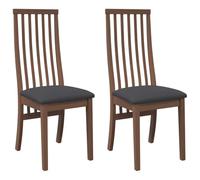 QJBSAVVA Lot de 2 Chaises de Salle à Manger en Bois Massif d'Hévéa, Chaises de Cuisine avec Coussin Rembourré Noir et Dossier Ergonomique, Design Moderne pour Salon, Marron et Noir