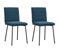 QJBSAVVA Lot de 2 Chaises de Salle à Manger en Velours Bleu, Chaise de Salon Rembourrée avec Pieds en Métal et Dossier Ergonomique, Fauteuil de Table pour Cuisine, 45x54x83 cm