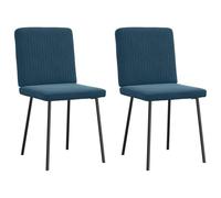 QJBSAVVA Lot de 2 Chaises de Salle à Manger en Velours Bleu, Chaises Rembourrées avec Pieds Métal et Bois, Fauteuils de Table Confortables pour Cuisine, Salon et Bureau