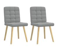 QJBSAVVA Lot de 2 Chaises de Salle à Manger Gris Clair en Tissu, Chaises de Table Rembourrées avec Pieds en Bois d'Hévéa et Métal pour Salon, Cuisine, 45 x 54 x 86 cm