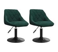 QJBSAVVA Lot de 2 Chaises de Salle à Manger Pivotantes Vert Foncé en Velours, Chaises de Cuisine Réglables en Hauteur avec Base en Acier Noir pour Salle à Manger et Salon