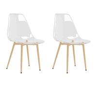 QJBSAVVA Lot de 2 Chaises de Salle à Manger Transparentes en Pet, Chaise Design Moderne avec Pieds en Métal et Dossier Ergonomique pour Cuisine, Salon et Bureau, 46x52x84 cm