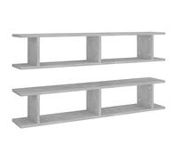 QJBSAVVA Lot de 2 Étagères Murales Flottantes 105x18x20 cm, Meuble de Rangement en Bois d'Ingénierie pour Salon et Chambre, Design Moderne Coloris Gris Béton