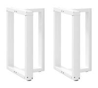 QJBSAVVA Lot de 2 Pieds de Table à Manger en T Blanc 60 x 35 x 72-73 cm, Pied de Table en Acier Thermolaqué pour Bureau et Plan de Travail, Piètement avec Patins Réglables