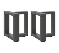 QJBSAVVA Lot de 2 Pieds de Table Basse en T, Pieds de Table en Acier Thermolaqué 30 x 25 x (30-31) cm, Piétement de Bureau en Métal Anthracite pour Salon et Meuble DIY avec Vis