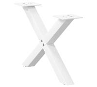 QJBSAVVA Lot de 2 Pieds de Table Basse en X Blanc 50 x 30-31 cm, Piétement de Table en Acier Thermolaqué avec Niveleurs Réglables et Vis, Support pour Plateau de Table Basse