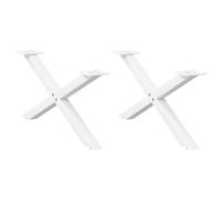 QJBSAVVA Lot de 2 Pieds de Table Basse en X Blanc 70 x 30-31 cm, Piétement de Table en Acier Thermolaqué Robuste avec Patins Niveleurs Réglables pour Meuble DIY et Salon
