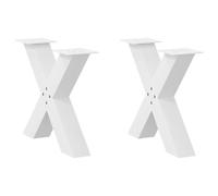 QJBSAVVA Lot de 2 Pieds de Table Basse en X, Pieds de Table en Acier Thermolaqué Blanc, Dimensions 50 x 42-43 cm, Support Robuste et Niveleurs Réglables pour Plateau de Table