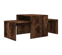 QJBSAVVA Lot de 2 tables basses en chêne fumé - 100 x 48 x 40 cm - Table de salon - Design moderne - Table gigogne pour salon - Table basse