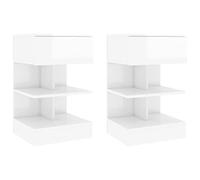 QJBSAVVA Lot de 2 tables de chevet, blanc brillant, console de chevet moderne, 40 x 35 x 65 cm, armoire d'appoint en bois, table de chevet pour chambre à coucher et salon, design intemporel