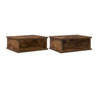 QJBSAVVA Lot de 2 tables de chevet en chêne fumé - 40 x 31 x 15 cm - Console de chevet moderne en bois - Table de chevet rectangulaire - Pour chambre à coucher et salon - Design simple
