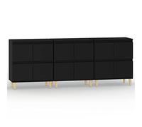 QJBSAVVA Lot de 3 Buffets Noir 60x35x70 cm Meuble de Rangement en Bois d'Ingénierie Commode avec 4 Compartiments pour Salon Salle à Manger et Couloir Cabinet d'Appoint