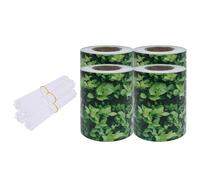 QJBSAVVA Lot de 4 bandes brise-vue pour clôture à double barre, film de clôture en PVC - 35 m x 19 cm - Motif feuilles vertes - Protection contre le vent et les regards indiscrets pour clôture de