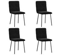 QJBSAVVA Lot de 4 Chaises de Salle à Manger en Velours Noir, Chaises de Table Rembourrées avec Pieds Métal et Structure Bois, Sièges Design Modernes pour Cuisine, 45x54x83 cm