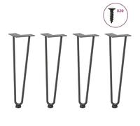 QJBSAVVA Lot de 4 Pieds de Table en Épingle à Cheveux 42 cm, Pieds de Table Basse en Acier Massif avec Niveleurs Réglables et Vis, Pieds de Meuble DIY, Anthracite