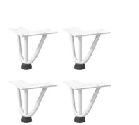 QJBSAVVA Lot de 4 Pieds de Table en Épingle à Cheveux Blanc 10 cm, Pieds de Meuble en Acier Massif Thermolaqué pour Table Basse et Meuble DIY, avec Vis et Patins Niveleurs