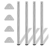 QJBSAVVA Lot de 4 Pieds de Table Réglables en Hauteur 870 mm, Pieds de Plan de Travail et de Bureau en Fer, Pied de Table Mange-Debout Rond Diamètre 60 mm, Couleur Chrome
