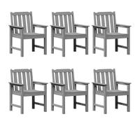 QJBSAVVA Lot de 6 Chaises de Jardin Gris Clair, Fauteuil d'Extérieur Moderne en Polyéthylène avec Accoudoirs pour Terrasse et Balcon, Design Ergonomique Minimaliste, 65,5 x 59 x 88 cm
