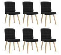 QJBSAVVA Lot de 6 Chaises de Salle à Manger Noires en Tissu, Chaises Rembourrées au Design Moderne pour Salon, Cuisine et Bureau, Structure Stable en Bois et Métal, 45x54x86 cm