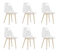 QJBSAVVA Lot de 6 Chaises de Salle à Manger Transparentes, Chaise de Cuisine Moderne en Pet et Pieds en Métal, Chaises Design pour Salon, Salle à Manger et Bureau, 46 x 52 x 84 cm