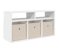 QJBSAVVA Lowboard Moderne Blanc 72 x 22,5 x 38 cm - Meuble Bas de Rangement avec 3 Tiroirs et 2 Étagères en Bois d'Ingénierie pour Salon et Bureau